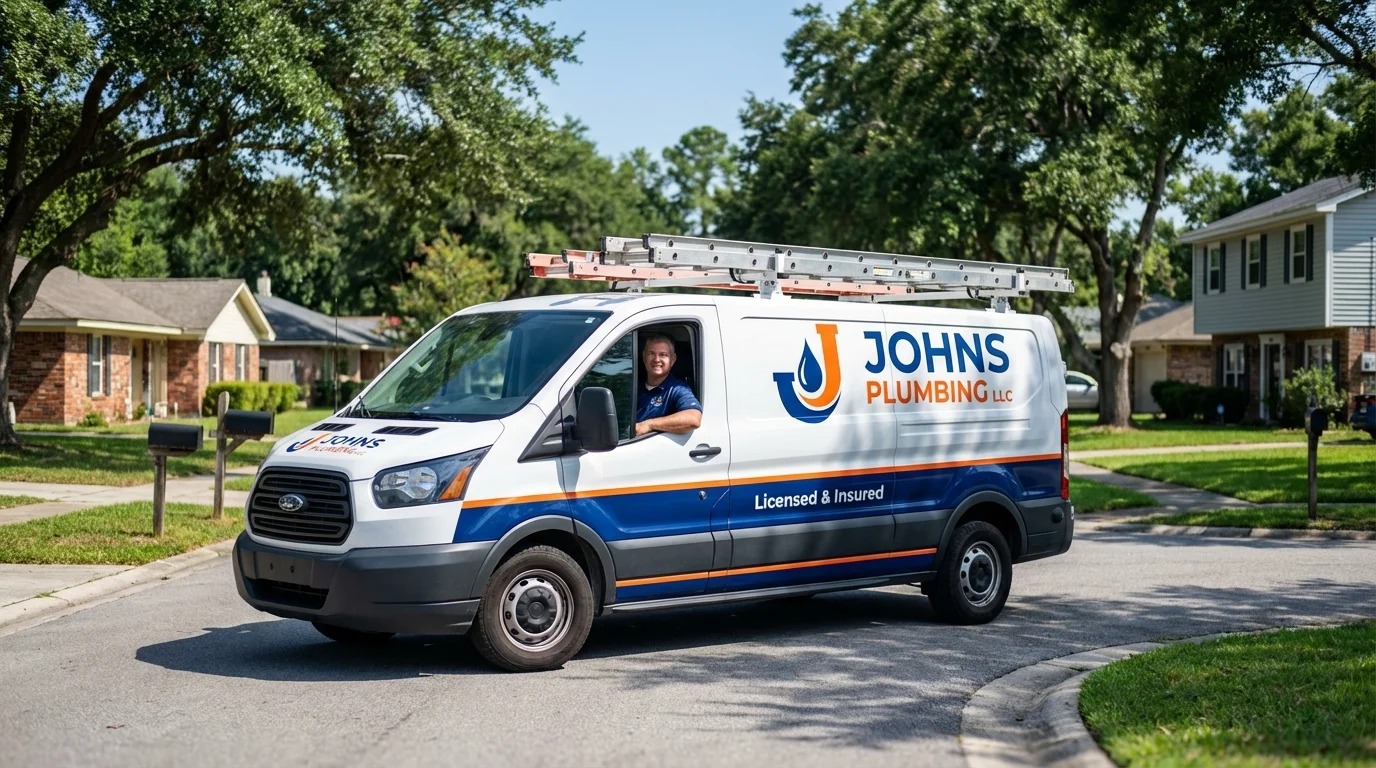 Johns Plumbing LLC service van in Sioux City, IA