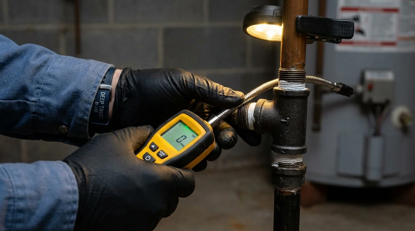 Gas leak detection with electronic sniffer by Johns Plumbing LLC in Sioux City