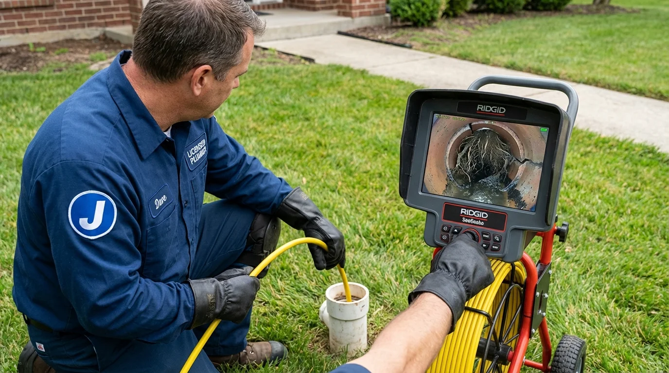 Sewer camera inspection being performed by Johns Plumbing LLC in Sioux City