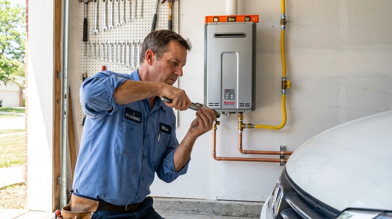 Tankless water heater installation by a Johns Plumbing LLC plumber in Sioux City